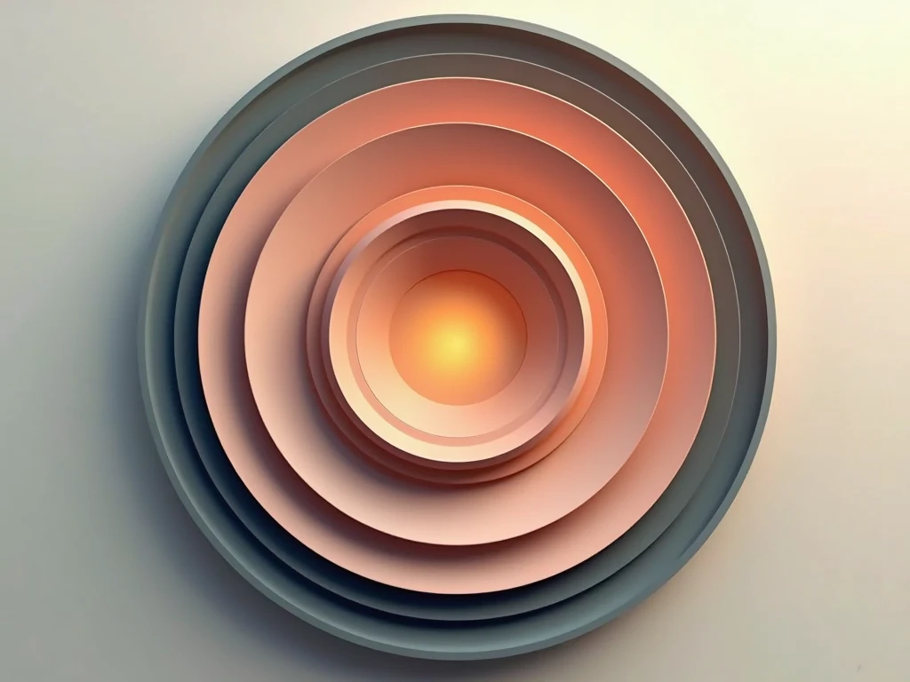 Elegant display of concentric circular art print showcasing sophisticated color gradation and precise geometric composition